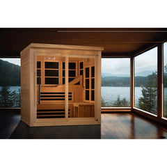 Golden Designs Monaco 6 person sauna Near Zero EMF Far Infrared Sauna (Natural Hemlock wood)