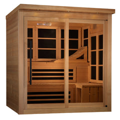 Golden Designs Monaco 6 person sauna Near Zero EMF Far Infrared Sauna (Natural Hemlock wood)