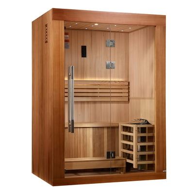 Golden Designs Sundsvall 2-Person Traditional Sauna (Canadian Red Cedar Interior and Pacific Premium Clear Cedar Exterior)