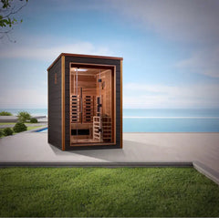 Golden Designs Nora 2 Person Outdoor-Indoor PureTech™ Hybrid Full Spectrum Sauna (Canadian Red Cedar Interior)