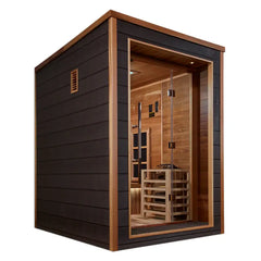 Golden Designs Nora 2 Person Outdoor-Indoor PureTech™ Hybrid Full Spectrum Sauna (Canadian Red Cedar Interior)