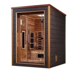 Golden Designs Nora 2 Person Outdoor-Indoor PureTech™ Hybrid Full Spectrum Sauna (Canadian Red Cedar Interior)