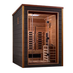 Golden Designs Nora 2 Person Outdoor-Indoor PureTech™ Hybrid Full Spectrum Sauna (Canadian Red Cedar Interior)