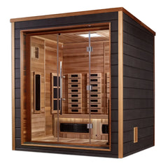 Golden Designs Visby 3 Person Outdoor-Indoor Hybrid Full Spectrum Sauna (Canadian Red Cedar Interior)