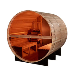 Golden Designs Zurich 4 Person Barrel with Bronze Privacy View (Traditional Outdoor Sauna) (Pacific Cedar)