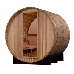 Golden Designs Zurich 4 Person Barrel with Bronze Privacy View (Traditional Outdoor Sauna) (Pacific Cedar)