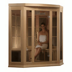 Maxxus 3-Person Corner Infrared Sauna (Low EMF FAR) (Canadian Hemlock)