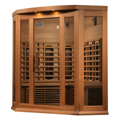 Maxxus 3-Person Corner Full Spectrum Near Zero EMF FAR Infrared Sauna (Canadian Red Cedar)