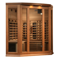 Maxxus 3-Person Corner Full Spectrum Near Zero EMF FAR Infrared Sauna (Canadian Red Cedar)