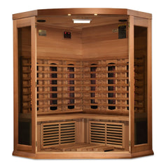 Maxxus 3-Person Corner Full Spectrum Near Zero EMF FAR Infrared Sauna (Canadian Red Cedar)